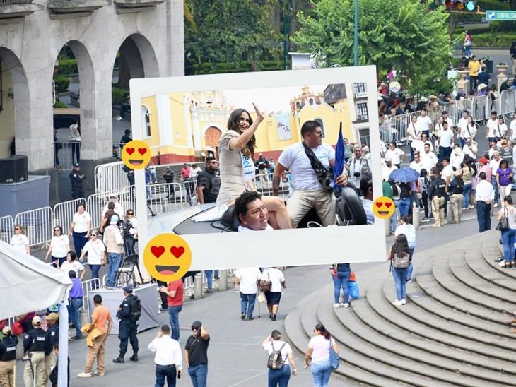 ¡Sorpresa!; Marisol Gónzalez asiste a desfile por el Día del Trabajo en Xalapa