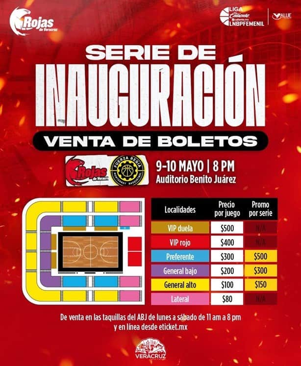 Dan a conocer precios para debut de Rojas de Veracruz