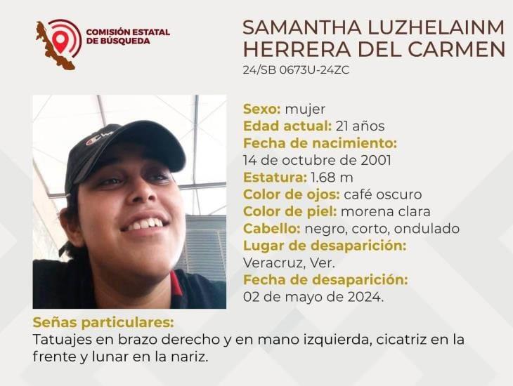 Desaparece Samantha Luzhelainm de 21 años en la ciudad de Veracruz
