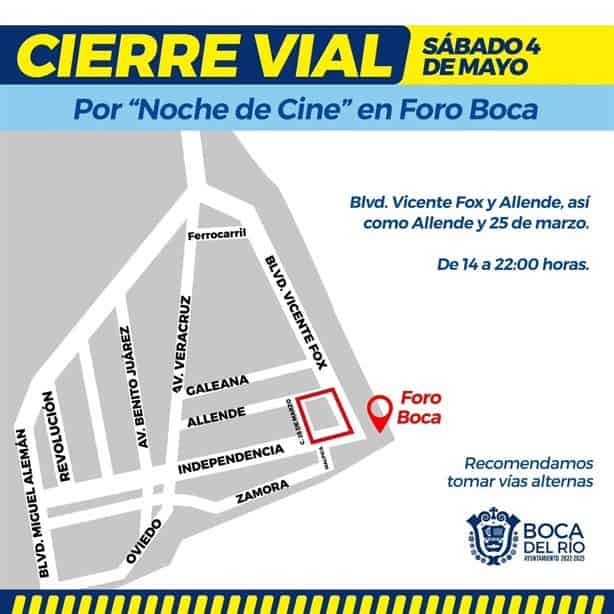 Estos son los cierres viales en Boca del Río este sábado 04 de mayo