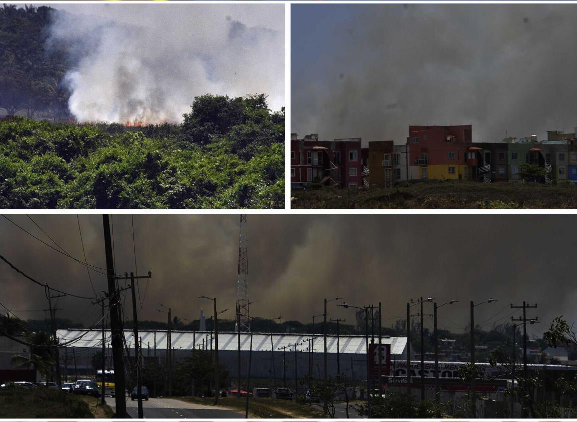 Incendios de pastizales ponen en peligro a colonias de Coatzacoalcos | VIDEO