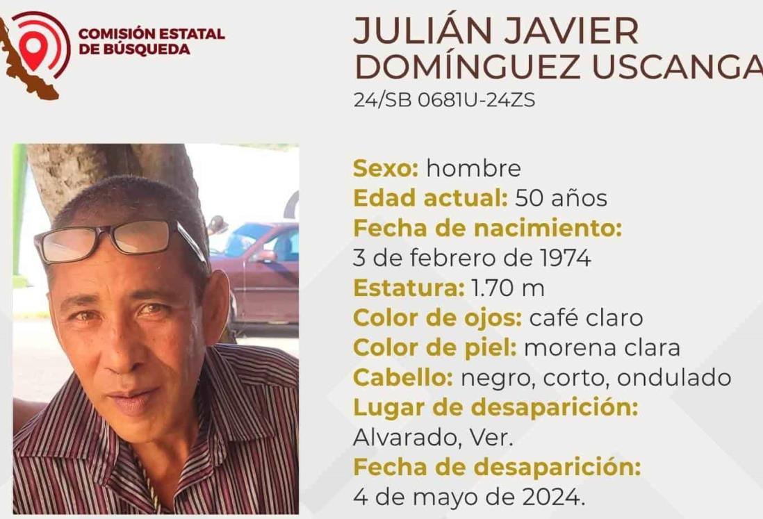 Desaparece Julián Javier Domínguez en Alvarado; requiere atención médica