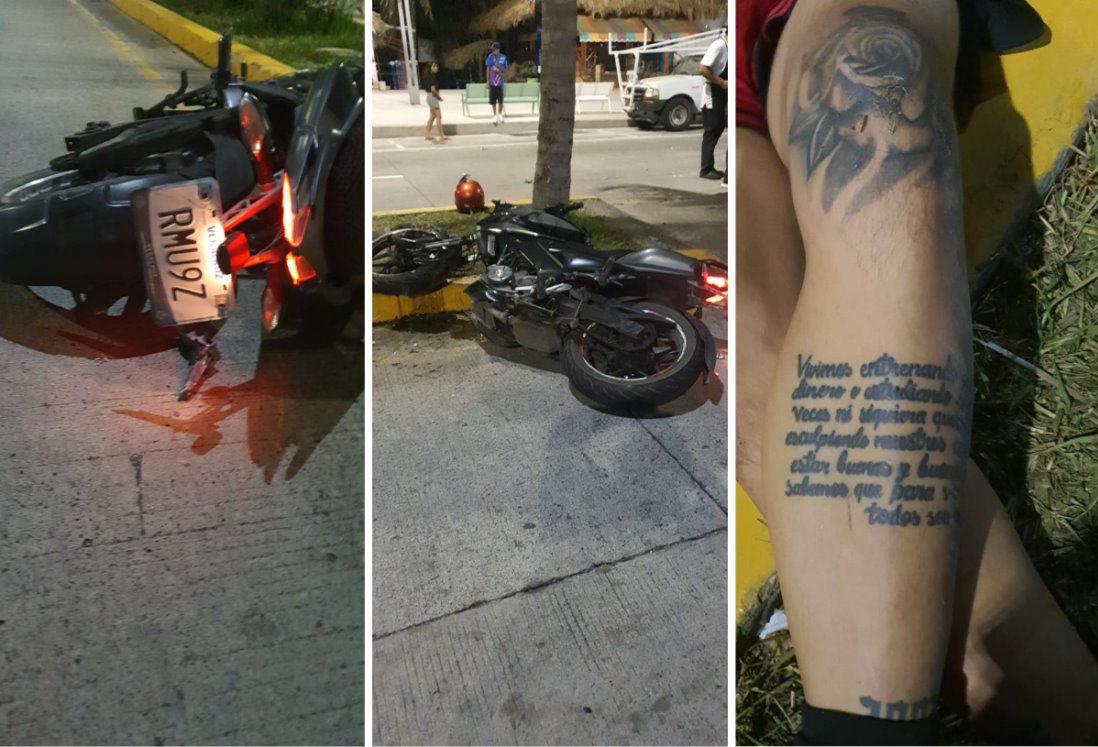 Derrapa motociclista sobre el bulevar Manuel Ávila Camacho, en Veracruz