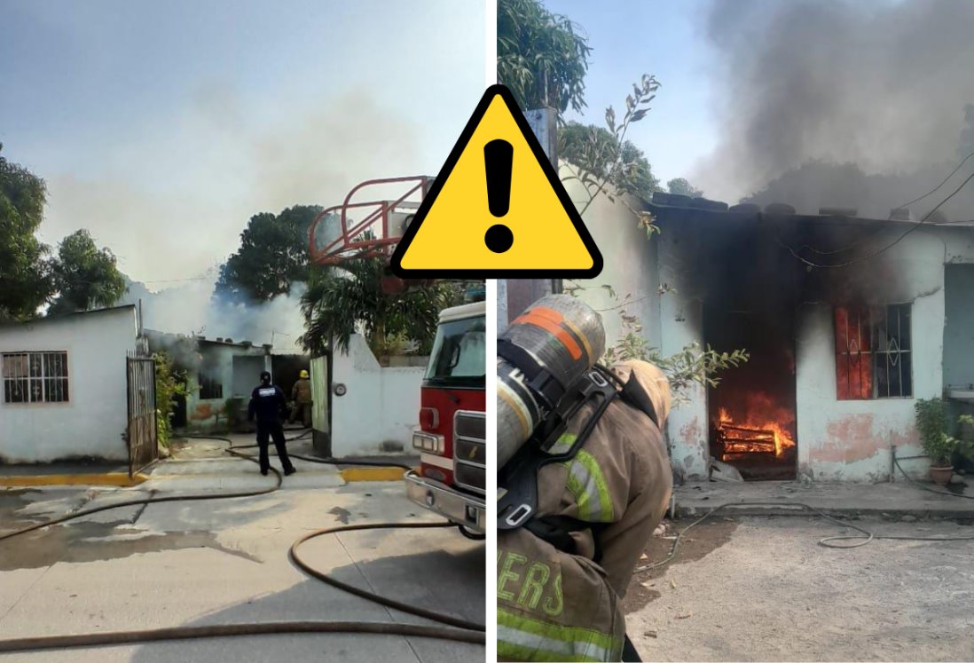 Incendio consume hogar en Ciudad Cardel debido a probable corto circuito