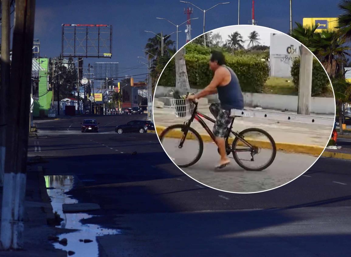 Captan ingeniosa forma de trasladar una escalera en Coatzacoalcos l VIDEO