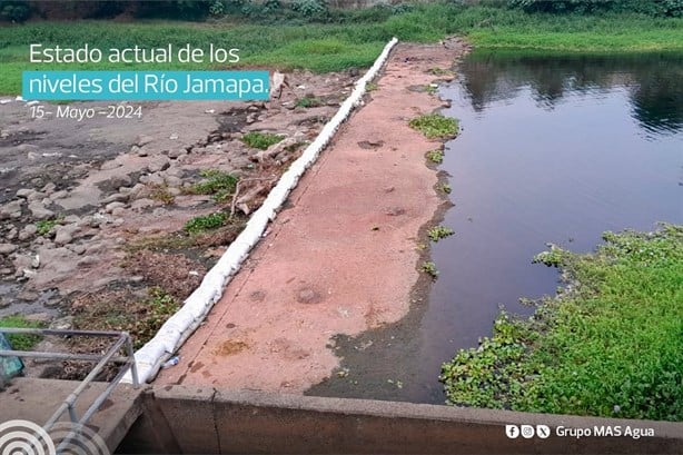 Así lucen los niveles del Río Jamapa que afectan el suministro de agua en Veracruz