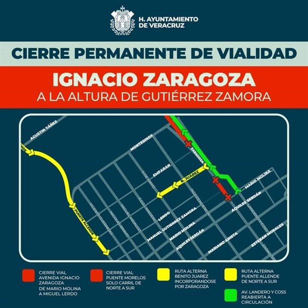 Estos son los cierres viales que habrá en el centro de Veracruz la próxima semana
