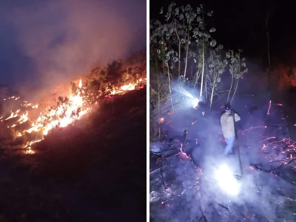 Pobladores combaten incendio forestal en Las Choapas; acusan de ‘montaje’ a alcaldesa