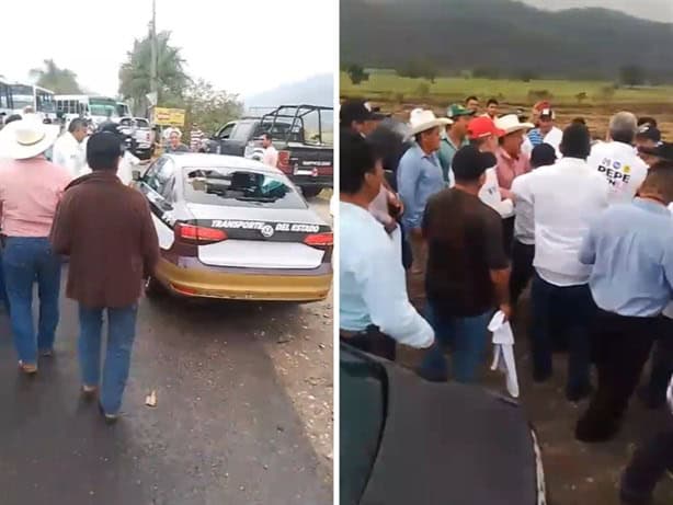 ¡Acaba en enfrentamiento! Tránsito del Estado retiene camiones que se dirigían a evento de Pepe Yunes (+Video)