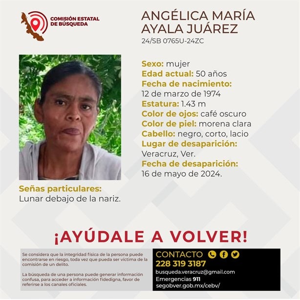 Buscan a Angélica María de 50 años, desapareció en la ciudad de Veracruz