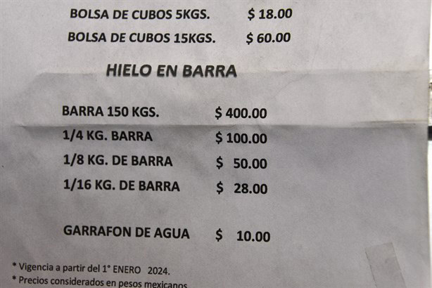 No para la producción de hielo en Coatzacoalcos; te decimos precios y donde encontrarlo