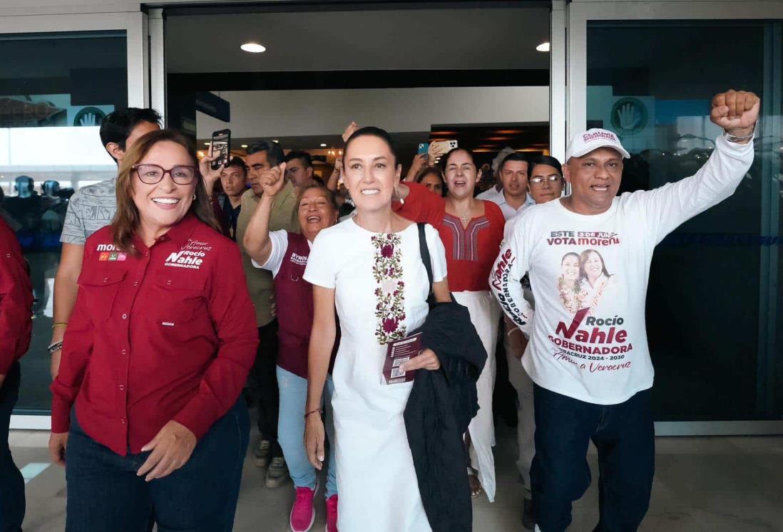 Así recibieron a Claudia Sheinbaum en su llegada a Veracruz | VIDEO