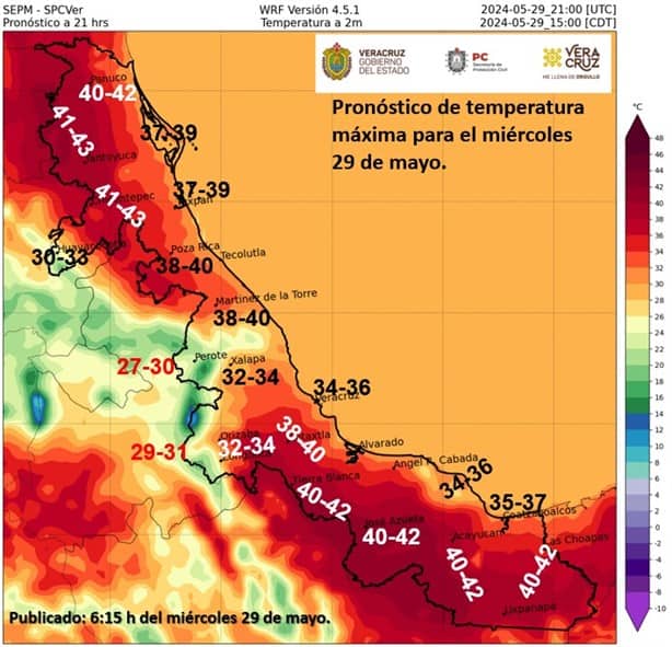 Así estará el clima en Veracruz este miércoles 29 de mayo