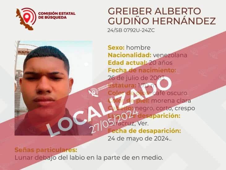 Localizan con vida a Greiber, venezolano desaparecido en Veracruz