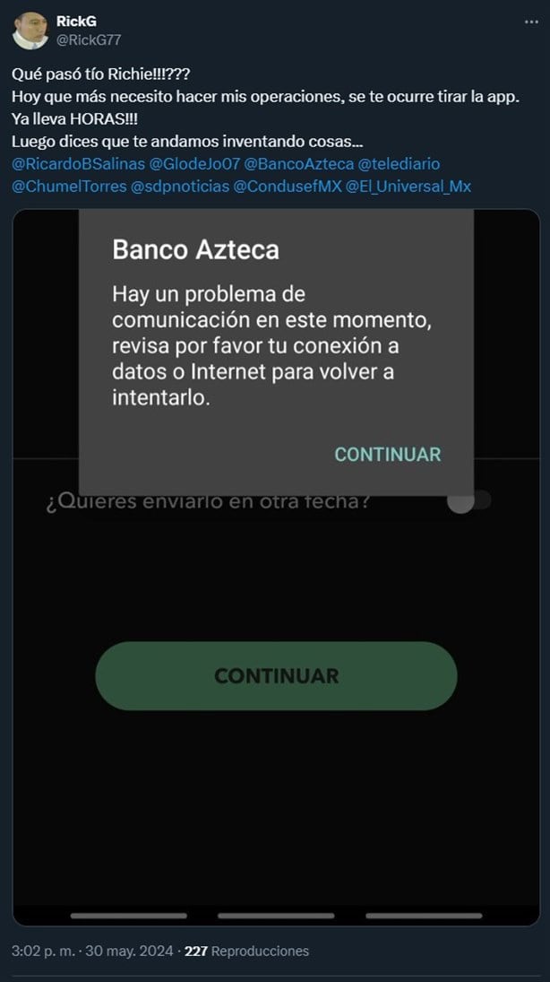 Reportan fallas en la app de Banco Azteca en plena quincena; ¡no es tu teléfono!