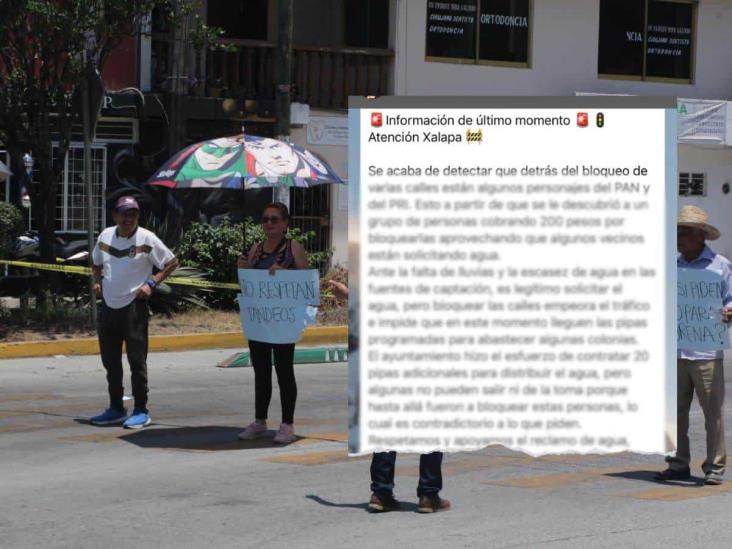 Ven mano negra del PAN y PRI tras bloqueos por desabasto de agua en Xalapa