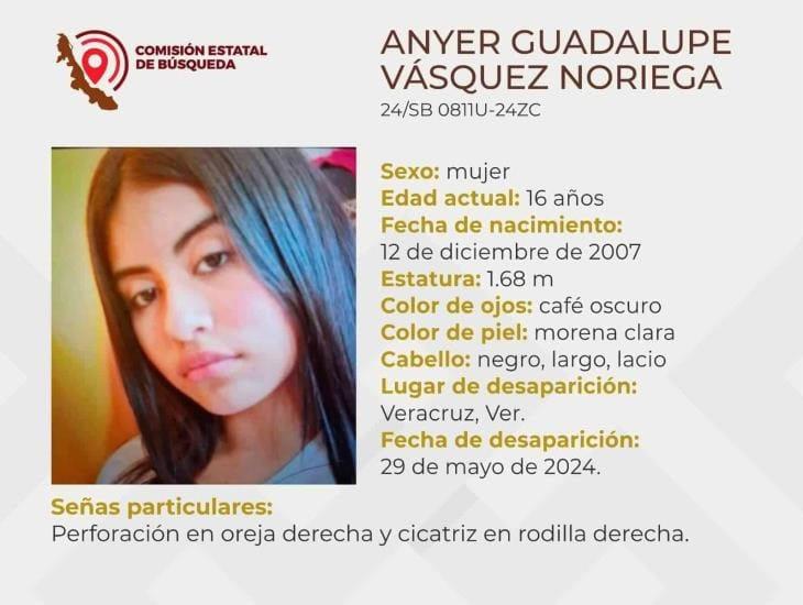 Buscan a Anyer Guadalupe de 16 años, desapareció en la ciudad de Veracruz