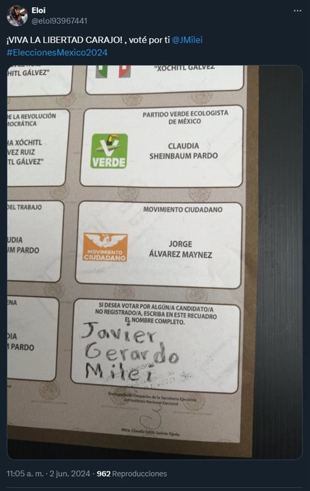 No es meme; Javier Milei llegó a las boletas electorales en México