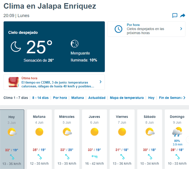 Clima en Xalapa: estos días lloverá en la semana del 3 al 9 de junio