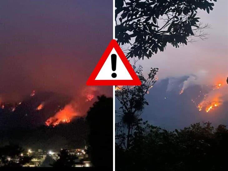Voraz incendio forestal consume bosque Barranca Grande en Ixhuacán