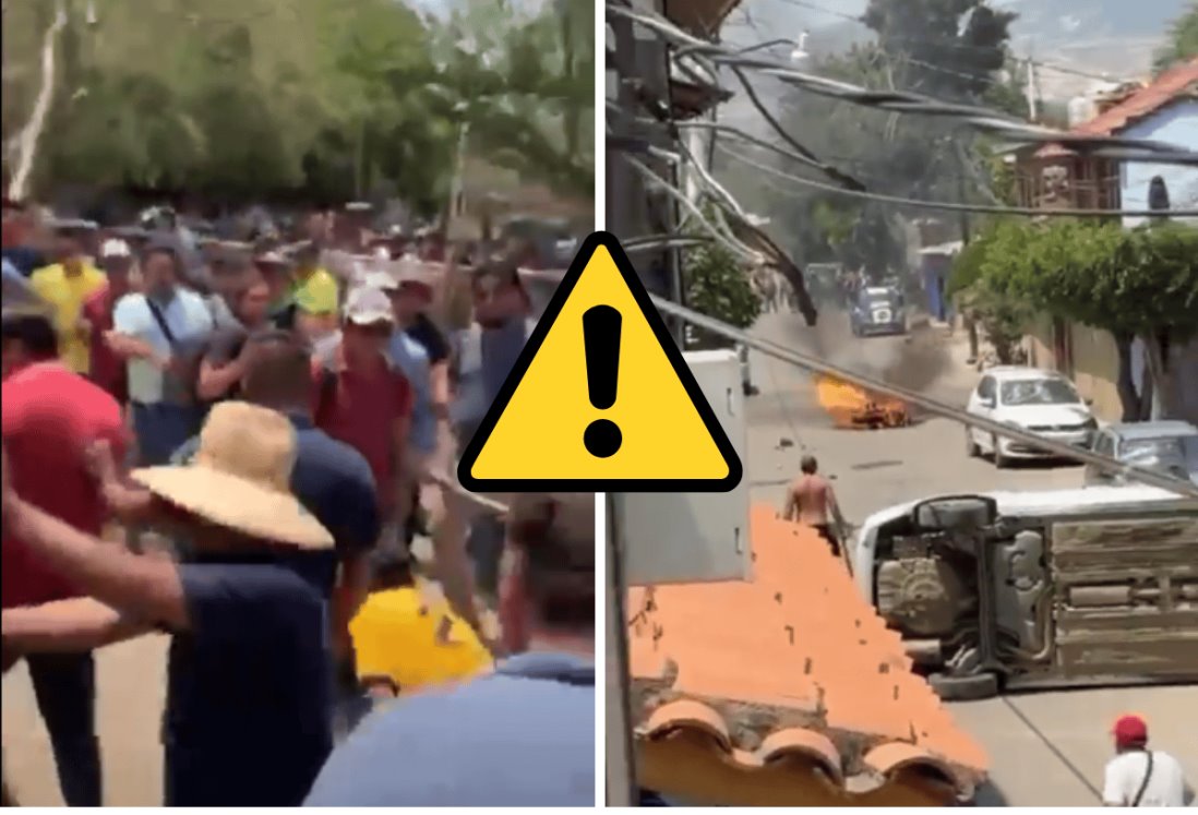Fuerte enfrentamiento de maestros en Oaxaca deja lesionados y vehículos en llamas | VIDEO