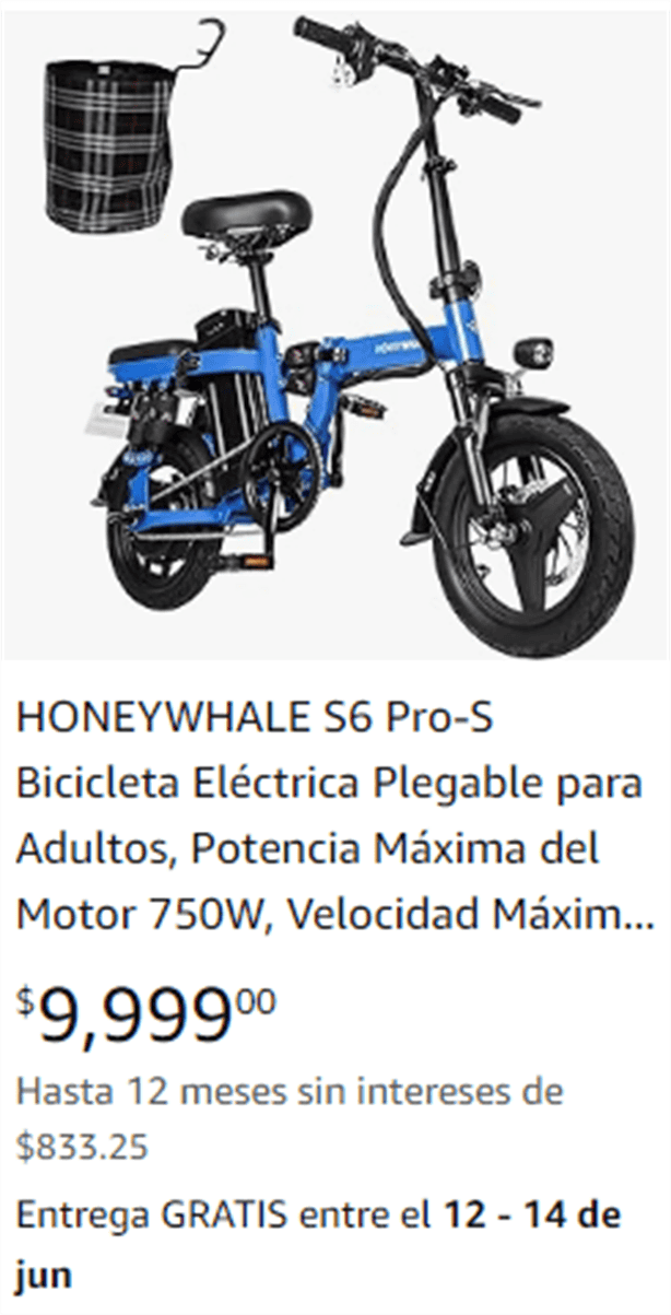 5 bicicletas eléctricas que se pueden comprar en Amazon por menos de 10 mil pesos
