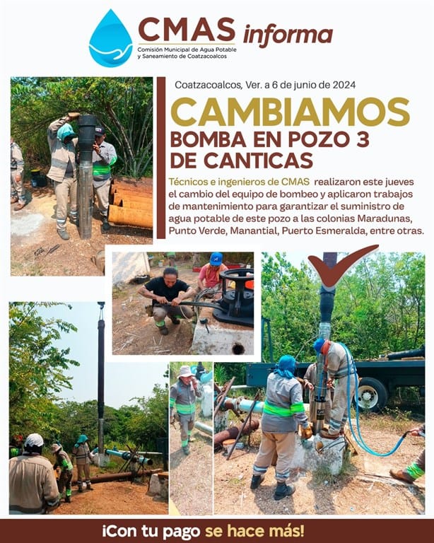 CMAS Coatzacoalcos: con este cambio garantizan suministro de agua a colonias del poniente