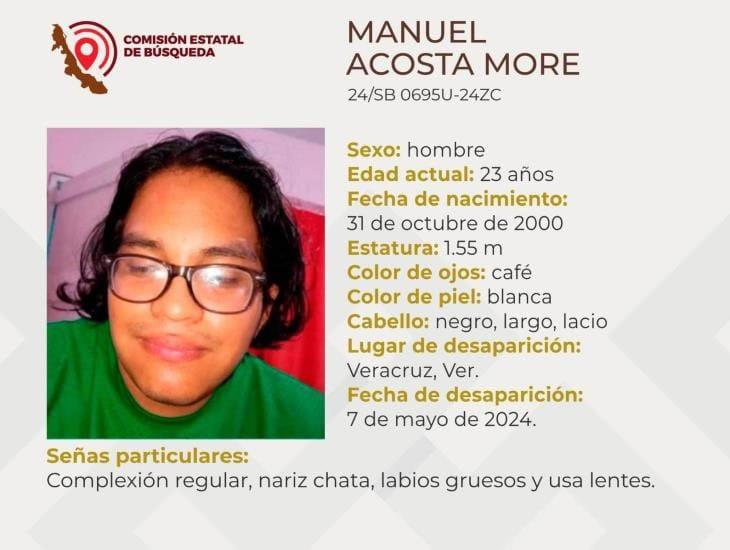 Buscan a Manuel Acosta desaparecido en la ciudad de Veracruz