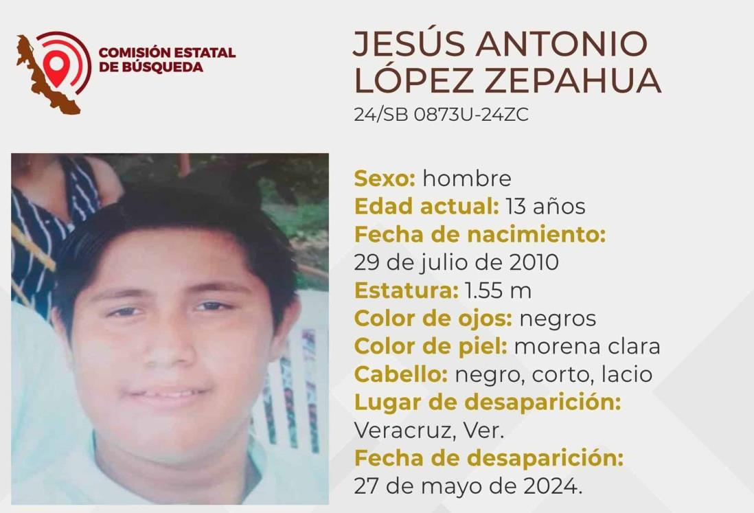 Desaparece en Veracruz el adolescente Jesús Antonio López Zepahua