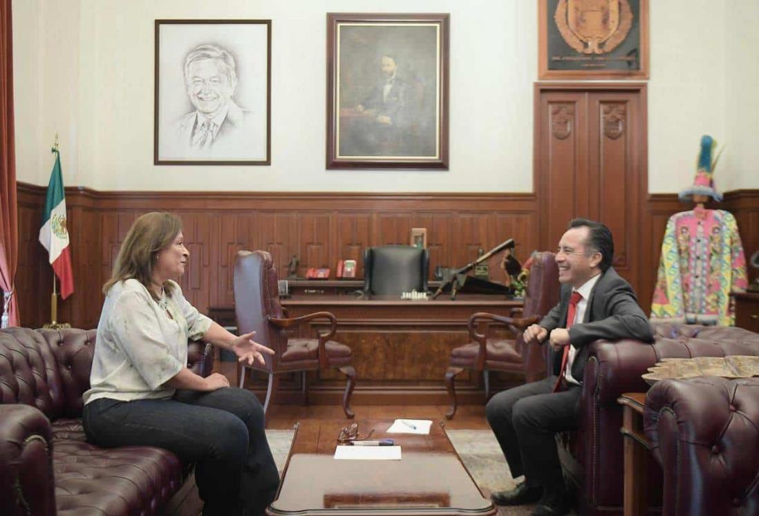 Rocío Nahle se reúne con Cuitláhuac García en palacio de gobierno de Veracruz