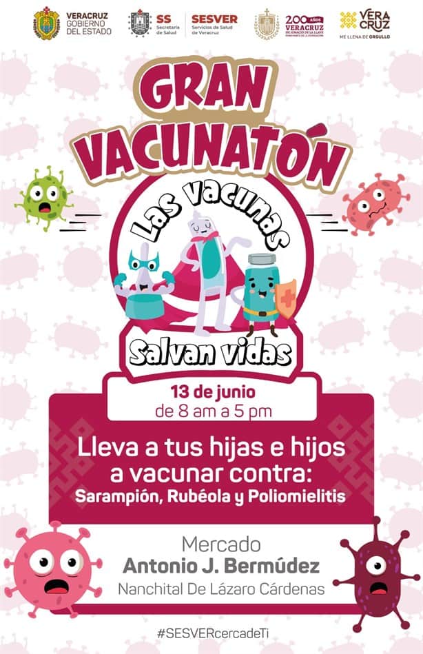 Efectuarán vacunatón en Nanchital al interior del mercado J. Bermúdez