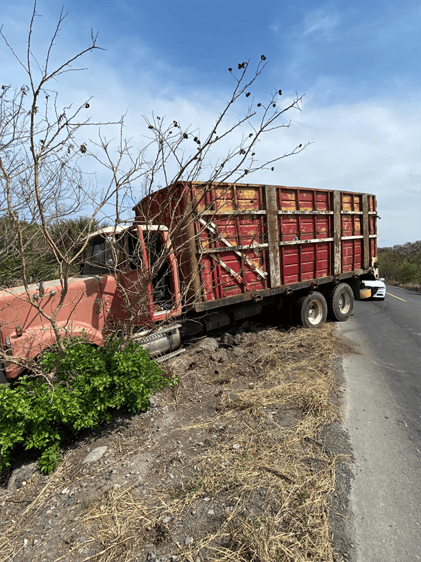 Camión cargado de pollos casi vuelca en la carretera Matamoros-Puerto Juárez