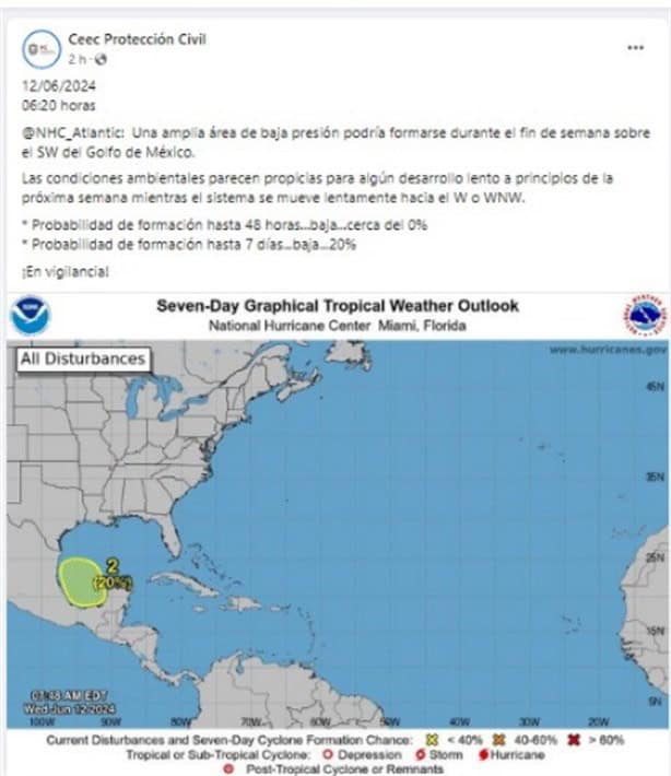 Alerta en el Golfo de México: baja presión podría convertirse en ciclón en 48 horas