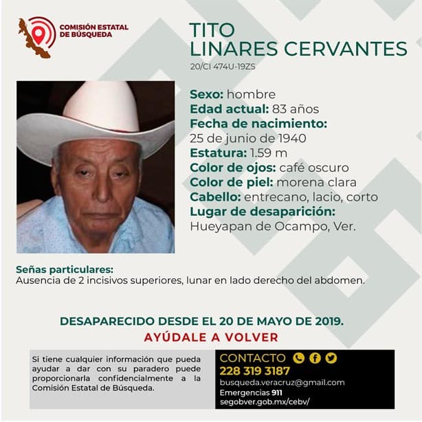 Desaparece adulto mayor de 83 años en Veracruz, aquí puedes dar información para localizarlo