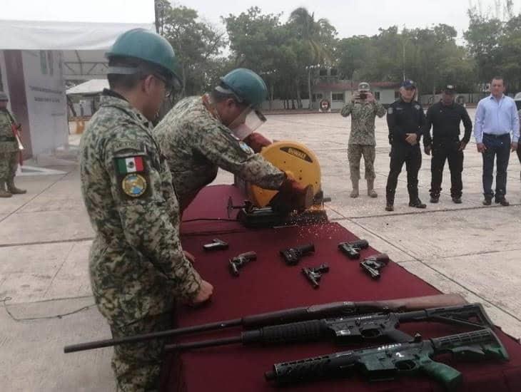 Batallón de Infantería destruye 91 armas en Minatitlán | VIDEO