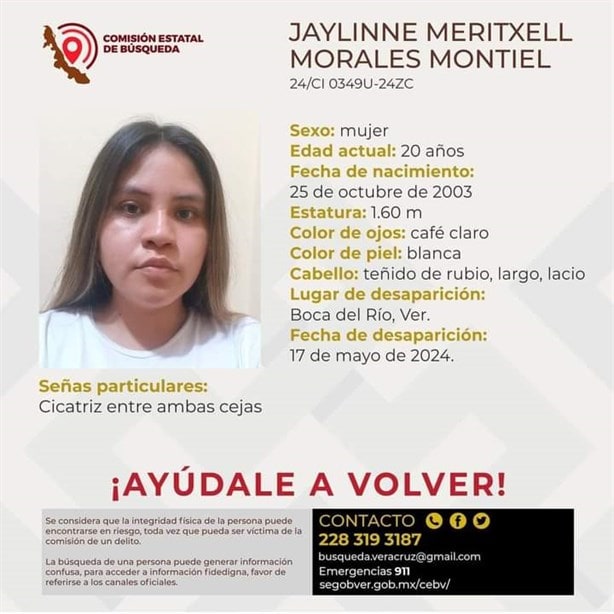 Piden ayuda para encontrar a Jaylinne Meritxell Morales Montiel