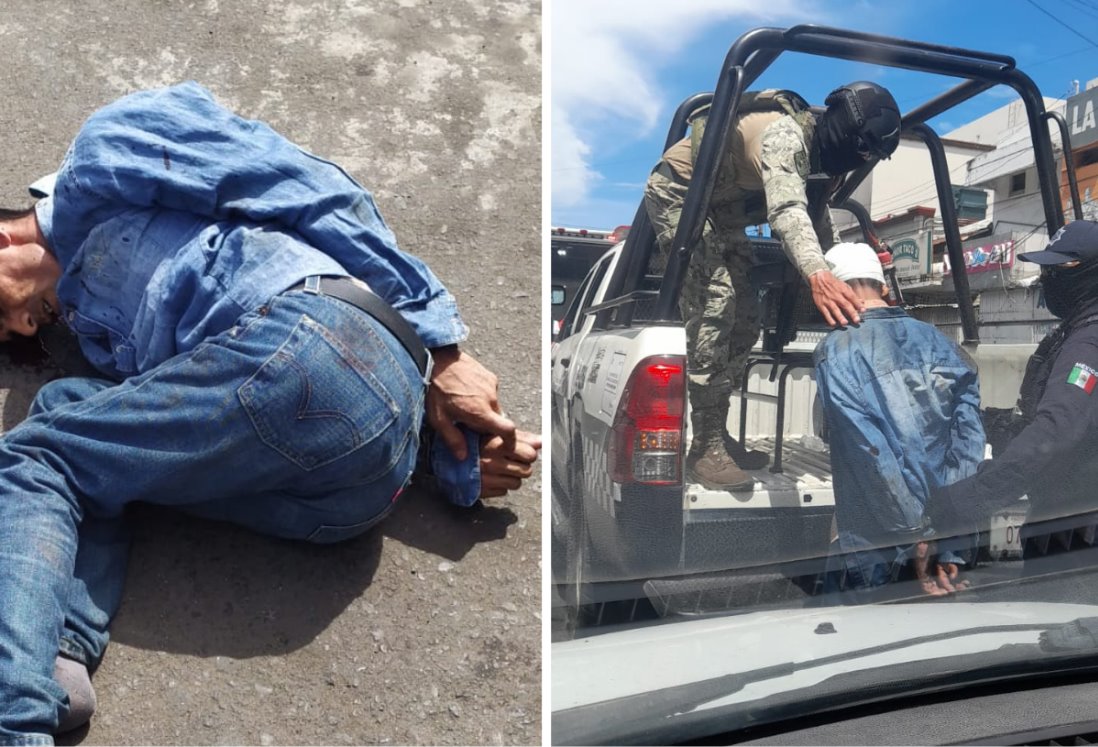 Intentó asaltar Oxxo en Veracruz pero trabajadores y clientes lo detuvieron