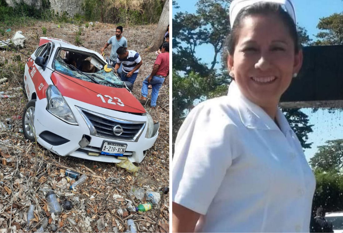 Enfermera de Veracruz pierde la vida al caer taxi a un barranco