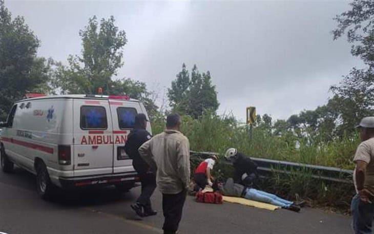 Accidente en carretera estatal Misantla-Xalapa deja a motociclista lesionado