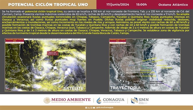 Alberto cada vez más cerca; detecta Conagua potencial ciclón tropical en el Golfo de México