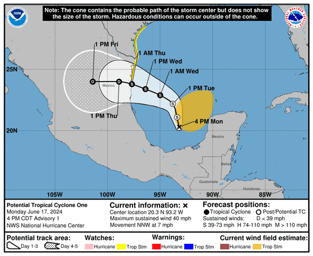 Se forma el Ciclón Tropical Uno en el Golfo de México: Podría tocar tierra entre el martes y jueves