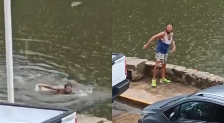 ¡Turista arriesga su vida! nada en laguna llena de cocodrilos en Tabasco l VIDEO