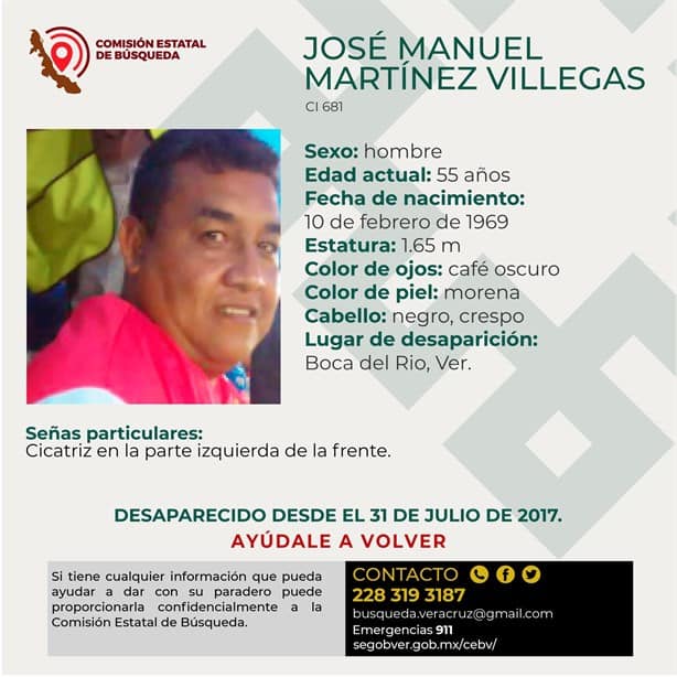 José Manuel desapareció desde hace 7 años en Boca del Río, su familia pide apoyo para localizarlo