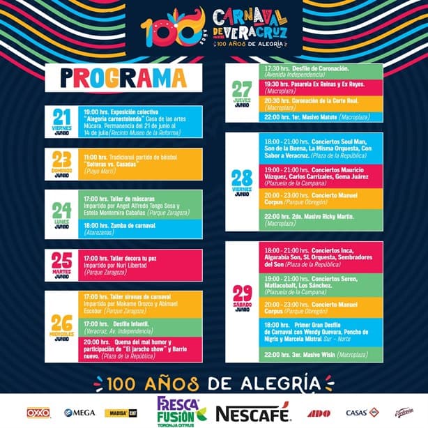 Carnaval de Veracruz 2024: este es el programa completo del 26 de junio al 2 de julio