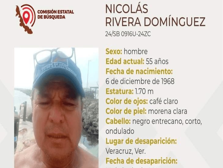 Reportan desaparición de Nicolás Rivera Domínguez, líder pescador de Veracruz