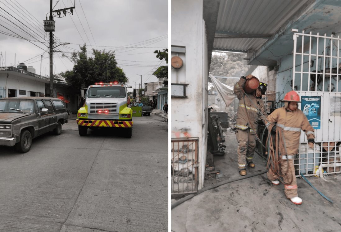 Incendio en taller mecánico de Martínez de la Torre deja daños y un tlacuache calcinado