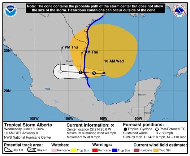 A esta hora se podrían sentir los efectos de tormenta tropical Alberto en Veracruz