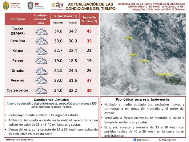 Se degrada Tormenta Tropical Alberto ¿aún se pronostican lluvias en el sur de Veracruz?
