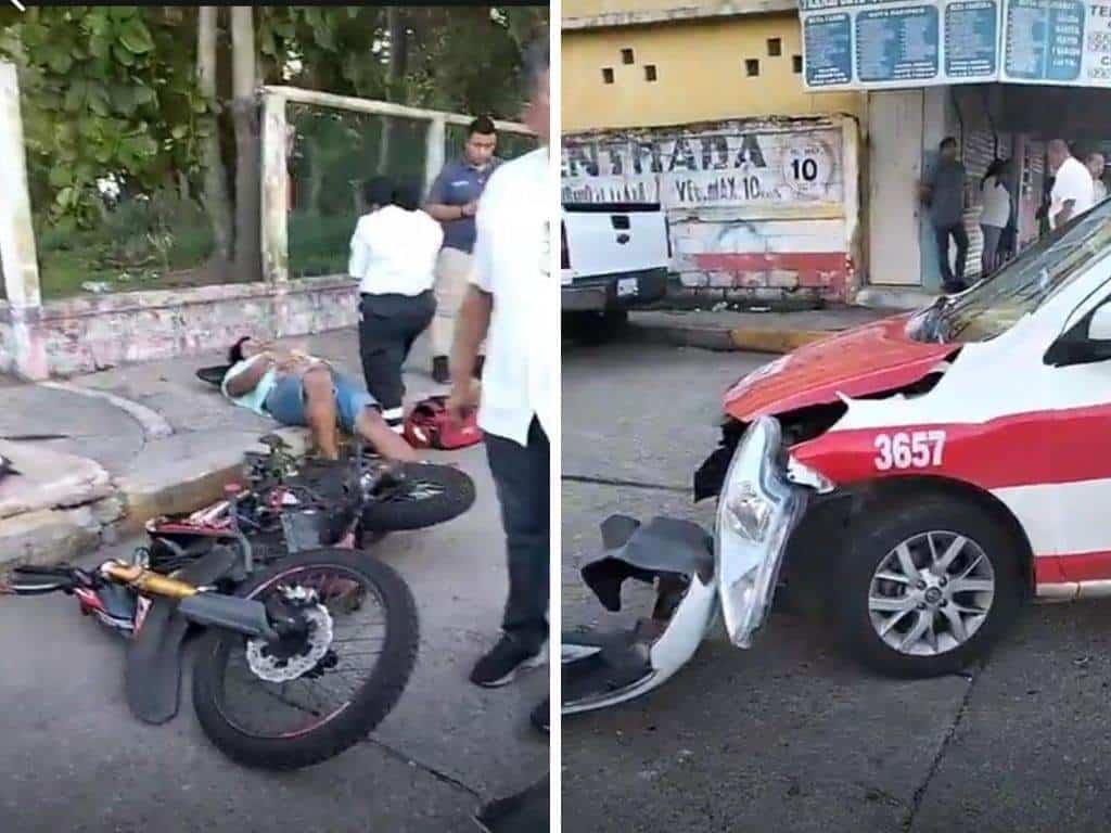 Motociclista termina lesionado tras impacto contra taxi