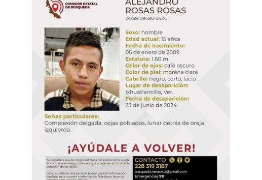 Adolescente de 15 años reportado como desaparecido en Ixhuatlancillo
